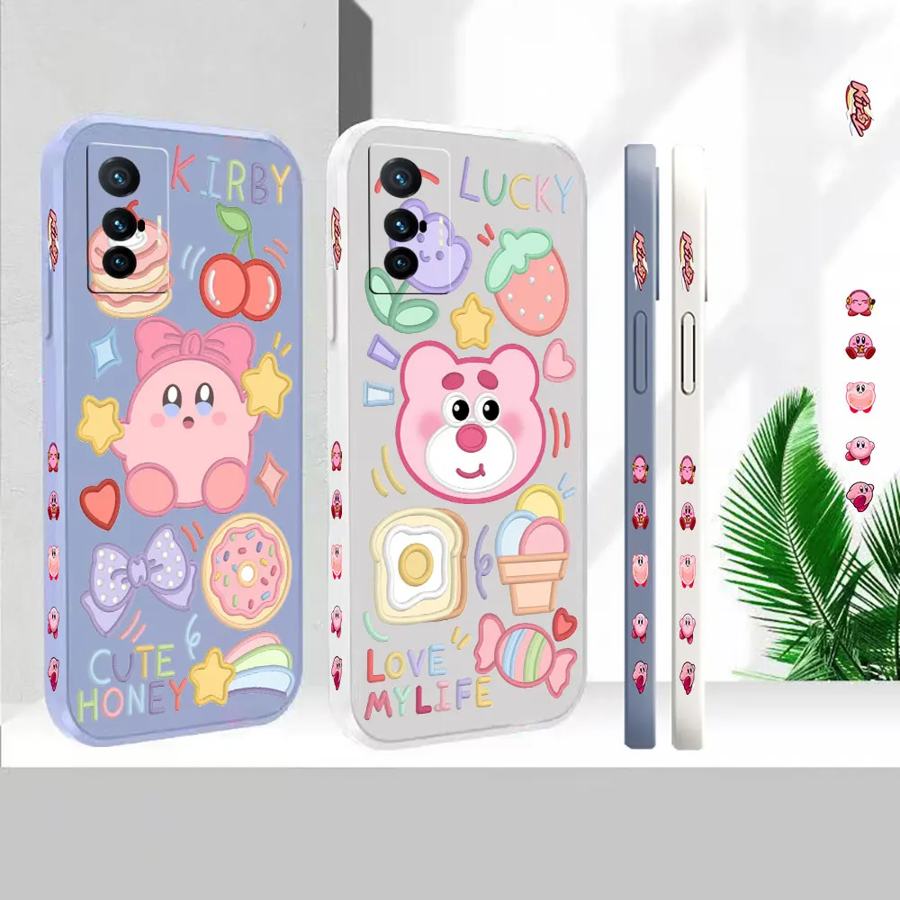 

Liquid Silicone Case For VIVO X90 X80 X70 X70T X60 X60T X50 X30 X27 X21S X21I X21IA Cover Cute K-Kirby Lotso Fundas Cqoues Shell