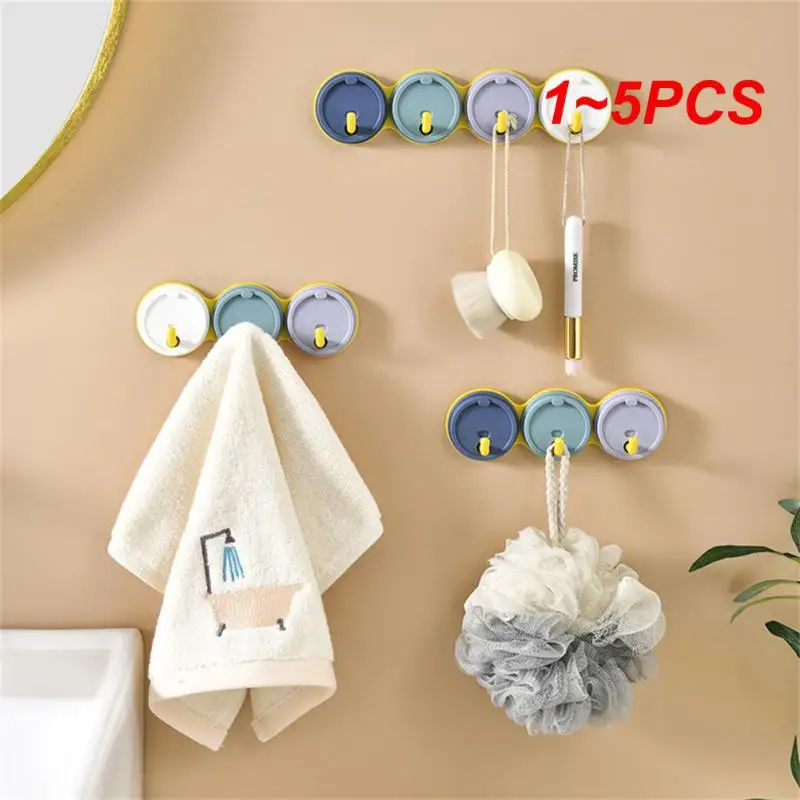 1~5PCS Home Decor 3/4 Rows Hanger Beautiful Self Adhesive Nail-free Small Moisture-proof Bathroom Organizer Small Object Hanger