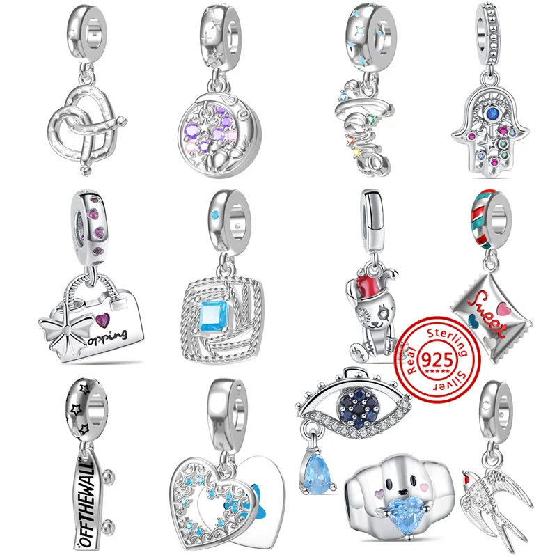 

925 Silver Skateboard Sweet Candy Cloud Eye Teardrop Beads Fit Original Brand Charms Bracelet DIY For Women Girls Fine Jewelry