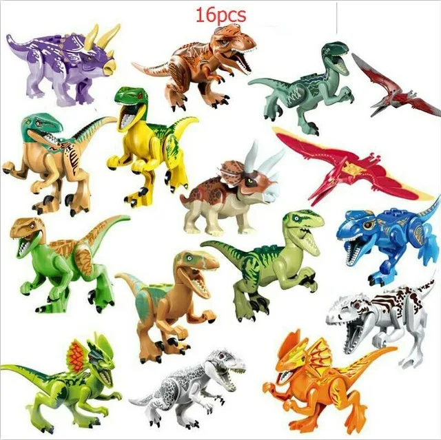 

16Pcs/Set Jurassic Dinosaur World Figures Tyrannosaurs Rex Building Blocks Dinosaur Toys Classic Education Kids Blocks Toys Gift