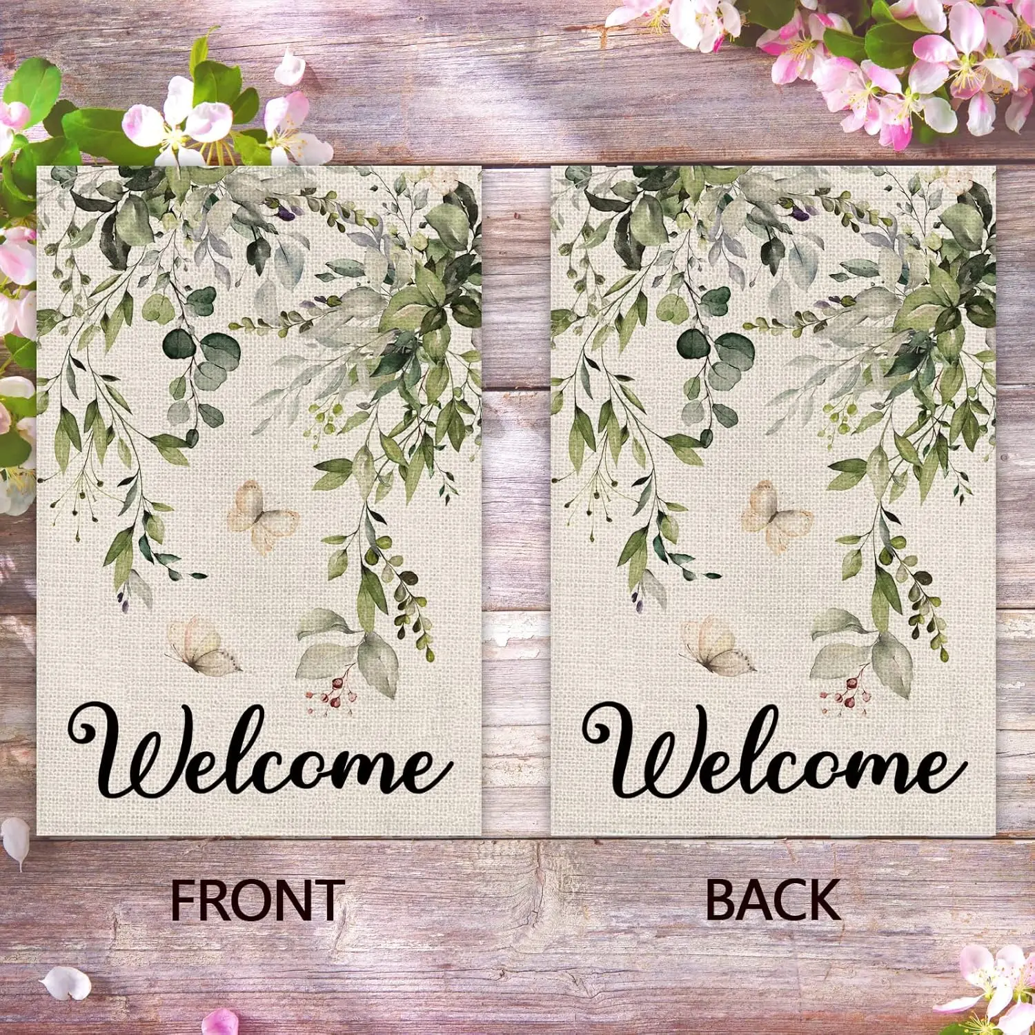 Texupday Добро пожаловать зеленые растения цветочные украшения двухсторонняя