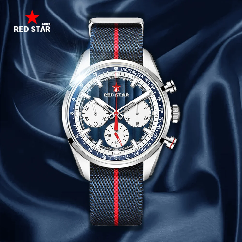 

RED STAR Pilots Chronograph Watches Men 1963 Sea-Gull ST1903 Movement Panda 3-Eyes Mens Mechanical Hand Winding Watch Luminous