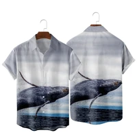 hawaiian shirt mens fashion 3d print ocean whale casual shirt oversized lapel harajuku quick dry loose top 5xl