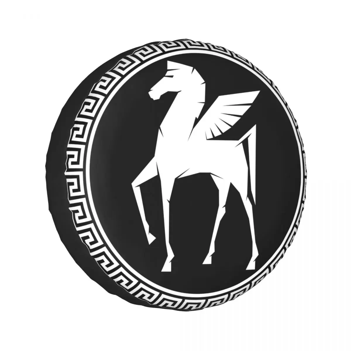 

Spare Wheel Tire Cover Pouch Protector Pegasus Flying Horse With Greek Key Frame Car Tyres for Jeep Hummer 14 /15/16/17 Inch