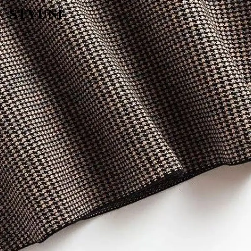 Клетчатая коричневая винтажная Вязаная Шерстяная Женская юбка из твида осень 2022