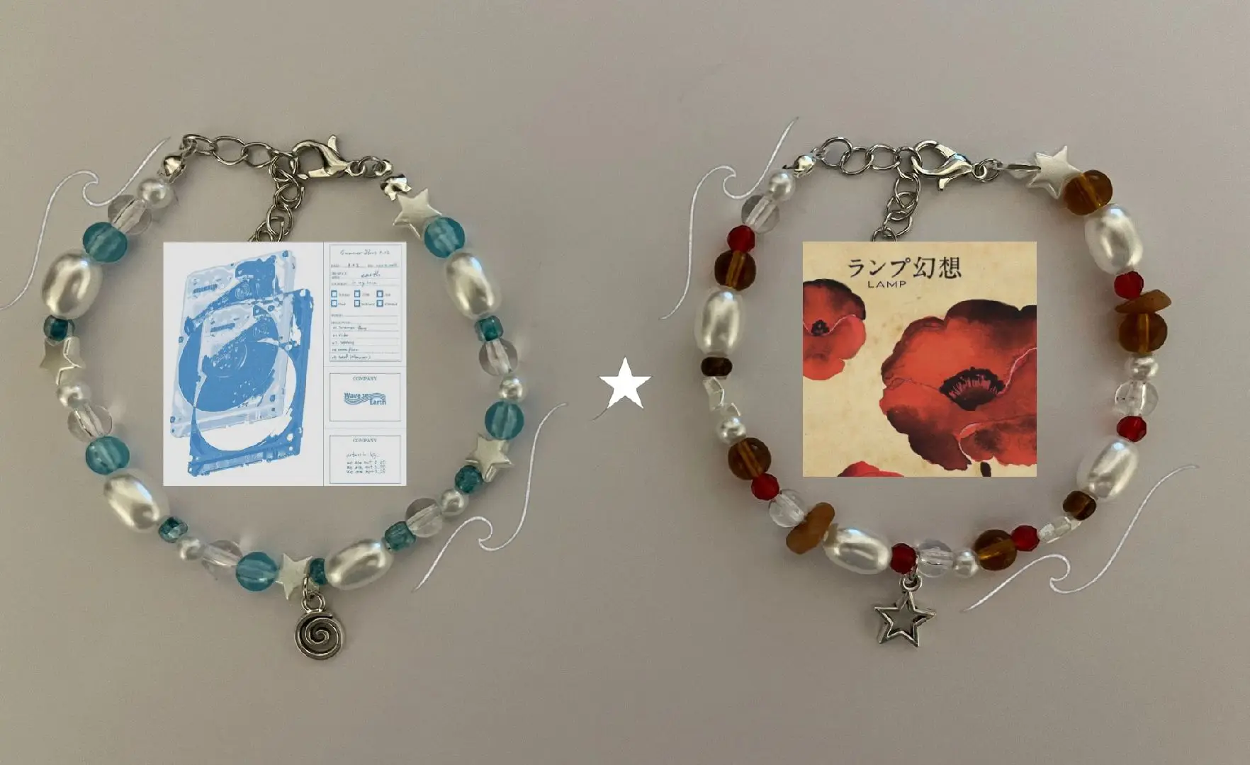 

Handmade wave to earth and lamp bracelets