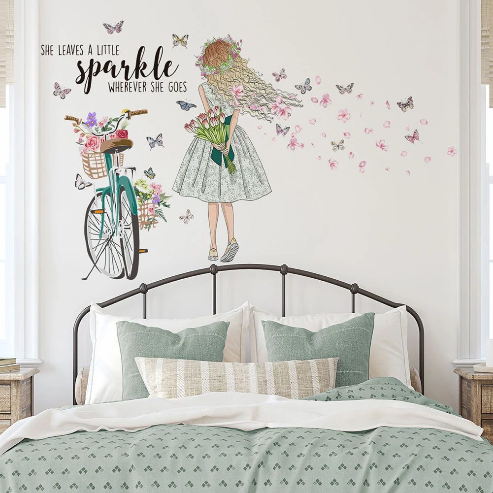 

Fairy Girl Wall Stickers 30*90cm Flower DIY Cartoon Butterflies Wall Decals For Kids Rooms Baby Bedroom Nursery Home Decoration