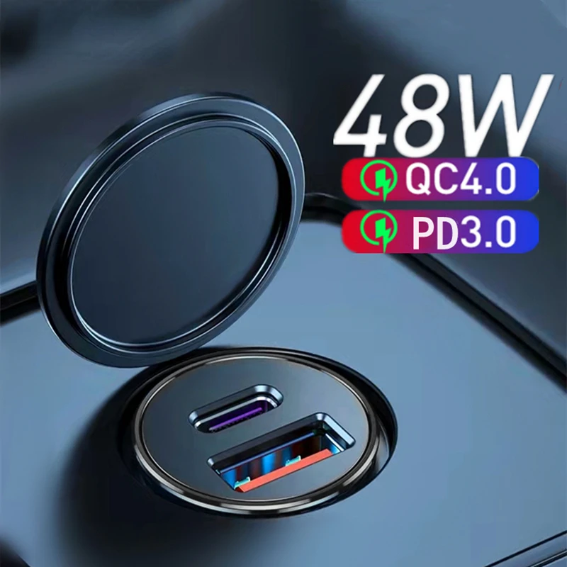 

48W USB Car Charger Quick Charge QC 4.0 3.0 FCP SCP AFC USB PD Fast Charging Car Phone Charger For Huawei iPhone 12 13 11
