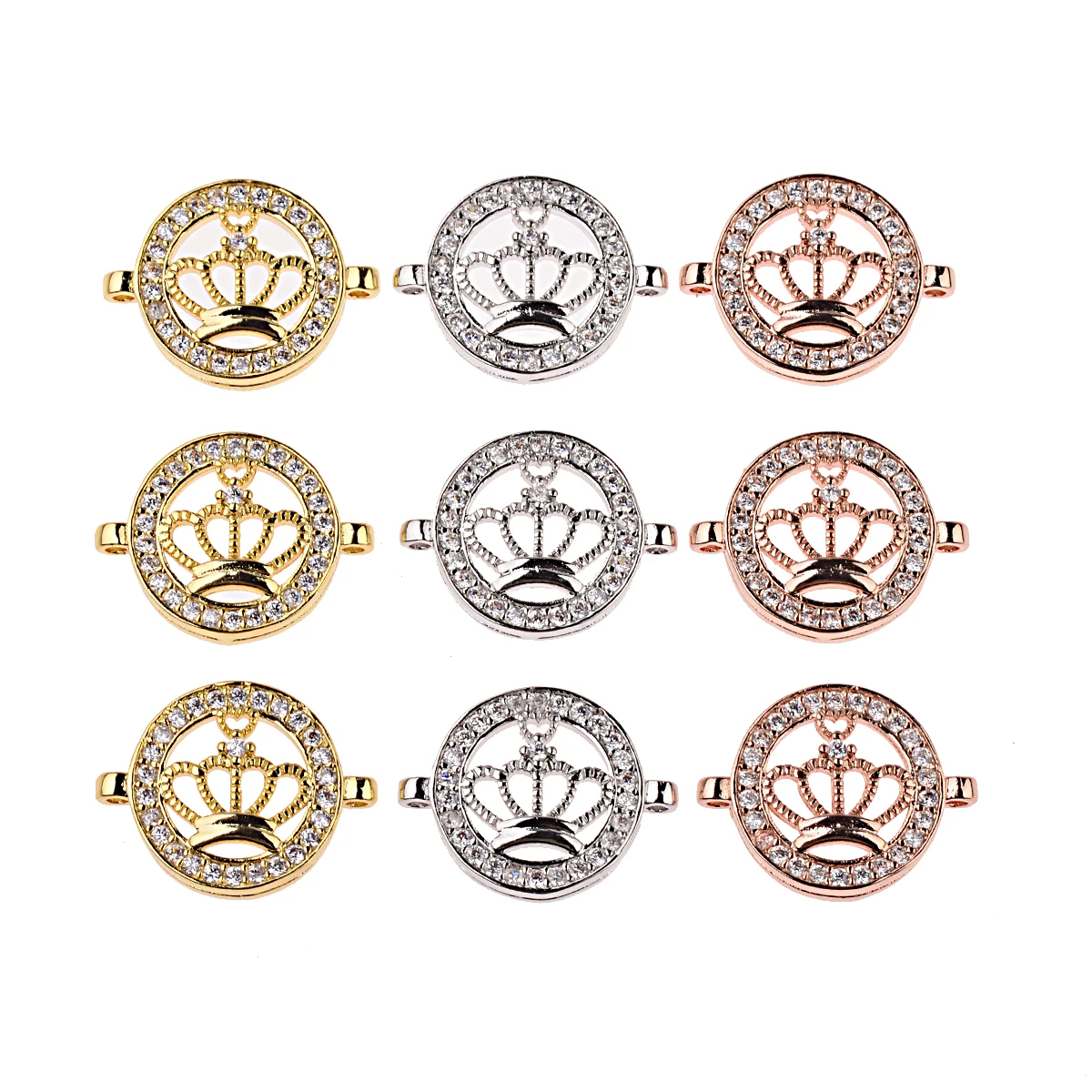 

Luxury Crown Zircon Pendant For Handmade Chains Style Pendant Jewelry Making Wholesale Copper Bead Connectors