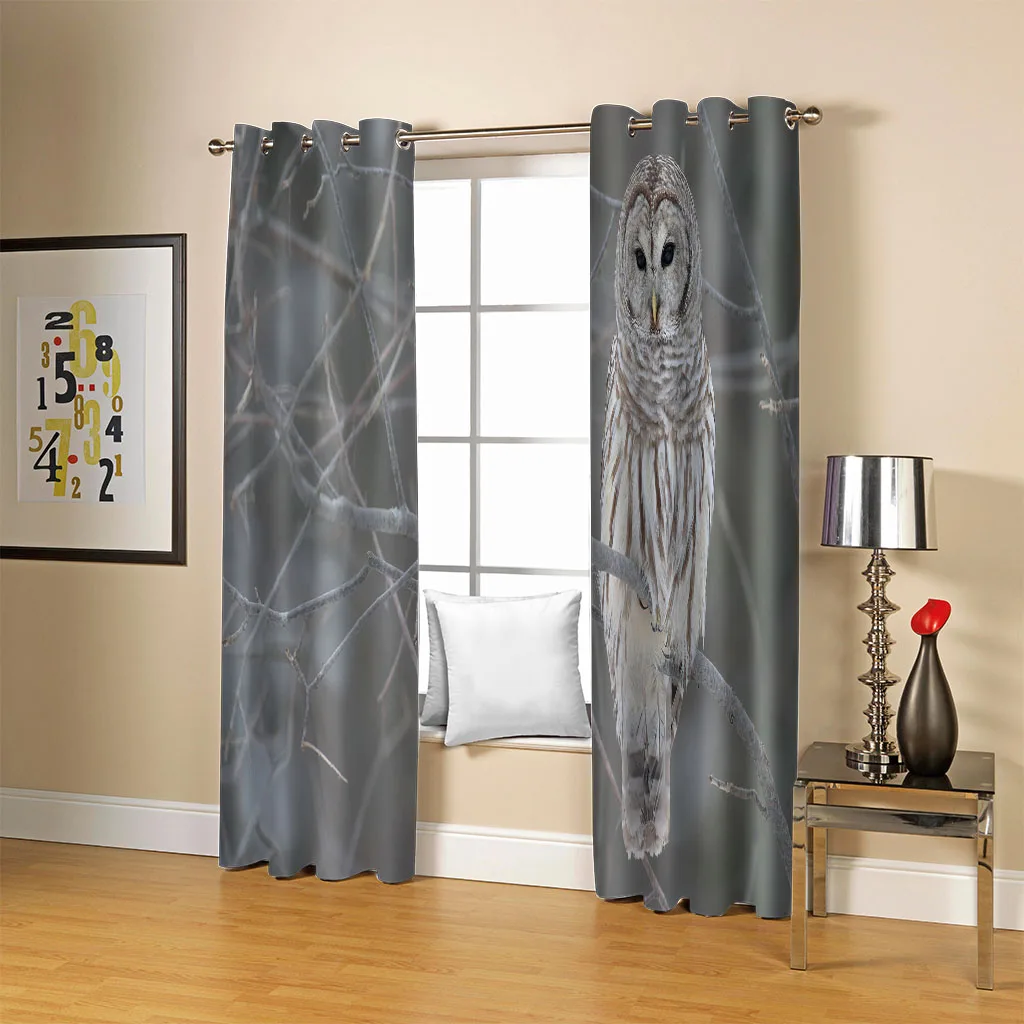 Customized Luxury Living Room Decoration Animal Owl 3D Cheap Modern Bedroom Winodw Blackout Curtains Set 2 Pieces Free Shiping