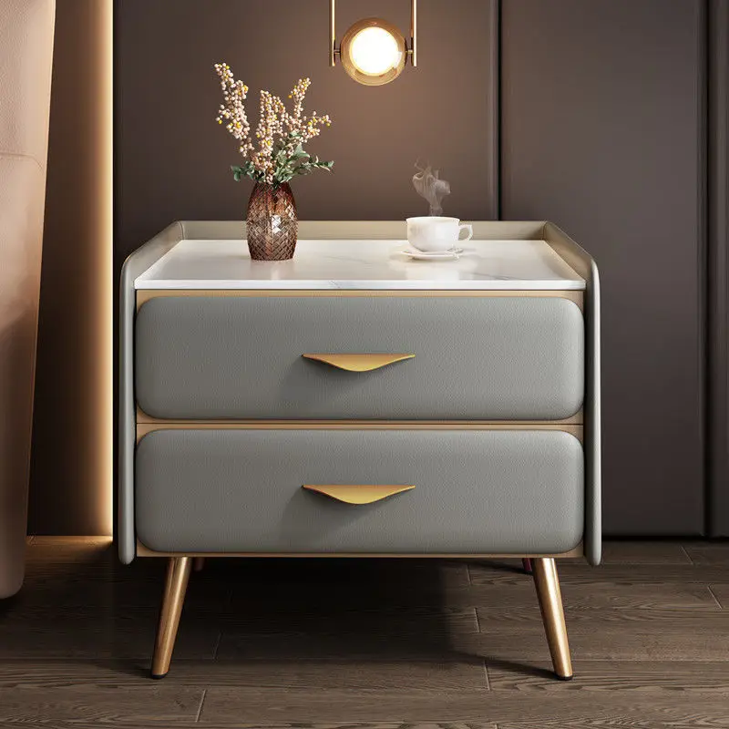 

Bedside Table Light Luxury High-end Bedroom Free Installation Simple Modern Leather Bedside Table Mini Small Rack 40cm Furniture