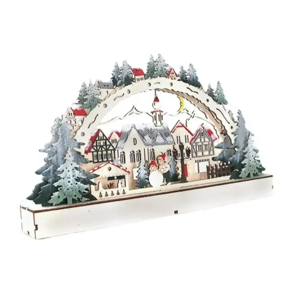 

LED Light and Music Traditional Wooden House Figurines Perfect for Christmas Decoration Ideal Gift Choice 1