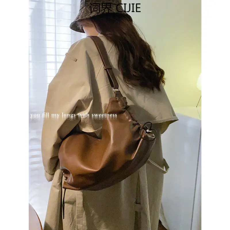 

Cijie Korean Style Casual Tote Bag Women 2022 New Fashion Retro Underarm Bag Versatile Large Capacity Messenger Bag