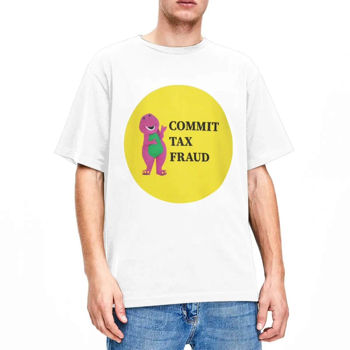 Men Women's Barney Commit Tax Fraud T Shirts Merchandise cute doll Cotton Clothing Leisure Short Sleeve Round Neck Tee Shirt