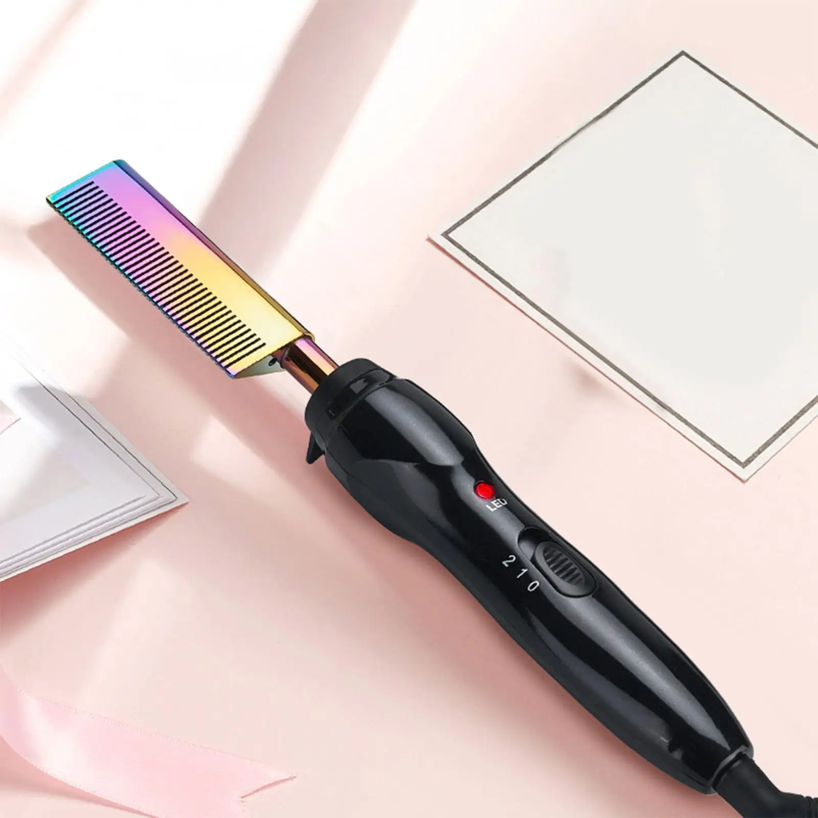 

Straightener Comb Brush Bottom Bracket Straight Volume Comb US Plug