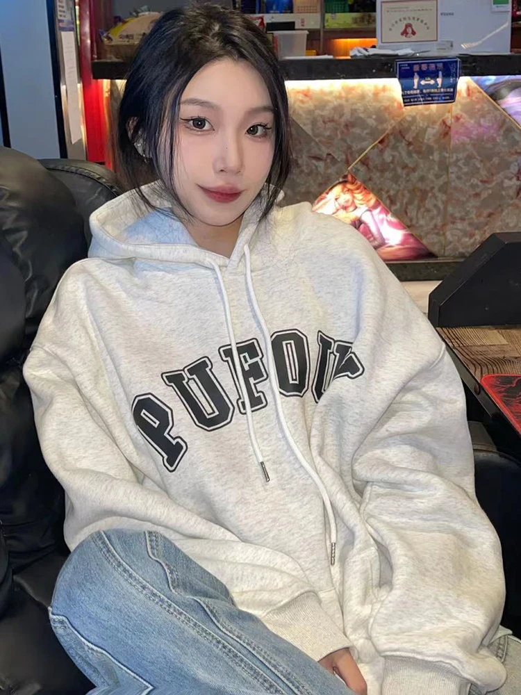 

Женские свитшоты в японском стиле Harajuku Ulzzang Y2k Ретро Повседневная Свободная Толстовка с буквенным принтом Женская Корейская одежда для женщин