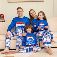 2022 christmas family matching pajamas set mother father kids christmas hat print clothes family look newborn baby rompers
