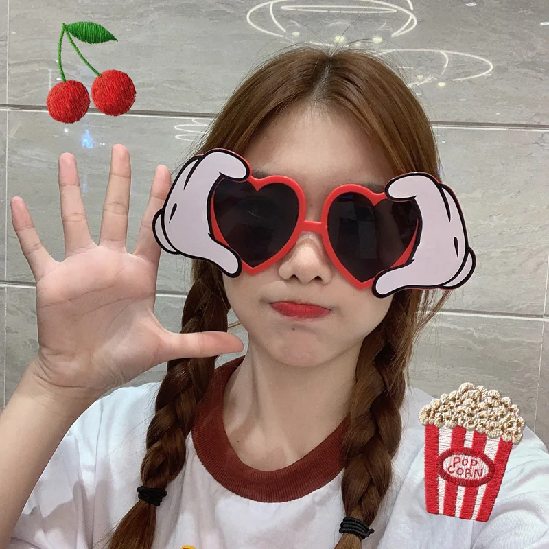

Hand Palm Heart Sunglasses Creative Photo Booth Props Glasses Funny Birthday Party Glasses Adult Children Black Red Love Eyewear