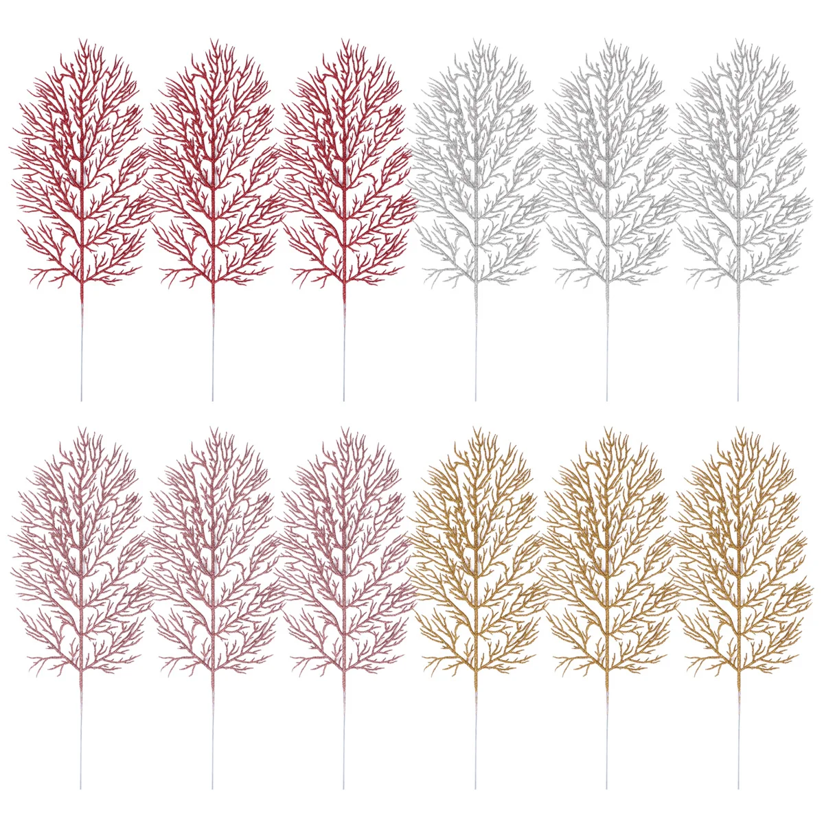 

Christmas Leaf Glitter Leaves Artificial Picks Spray Pick Tree Gold Stems Branches Pine Leave Diy Wreath Vase Xmas Holiday