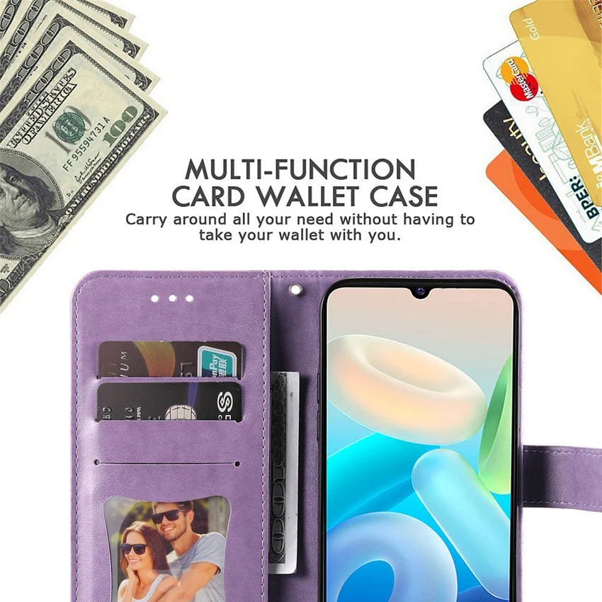 Модный кожаный чехол-кошелек с цветочным принтом для iPhone 13 14 11 12 Pro X XR XS Max Mini SE 2 3 7 8