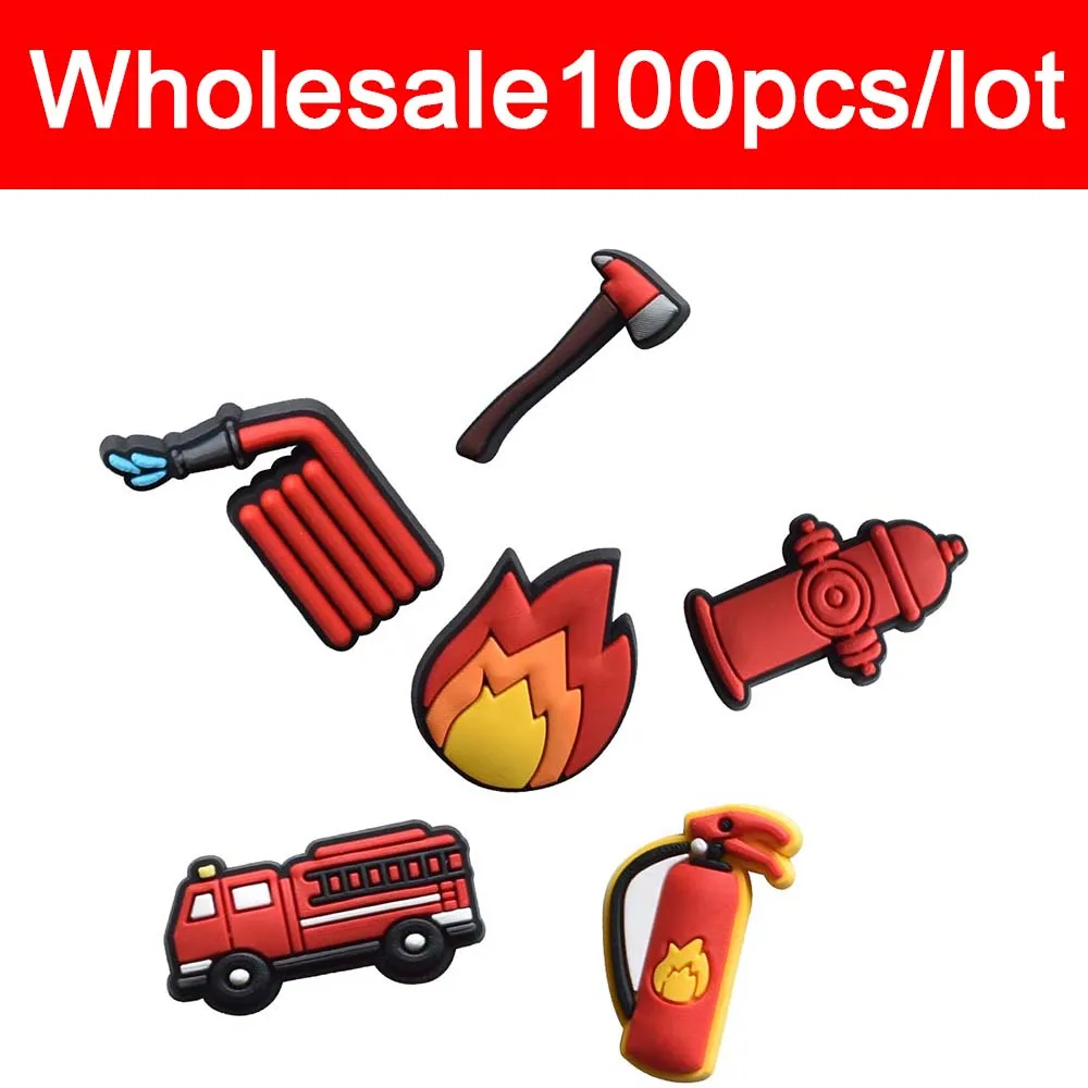 

Wholesale Shoe Charms Decorations Fits for Crocs Accesorios 100 Pack Fireman Boys Kids Women Christmas Gifts Birthday Party Pins