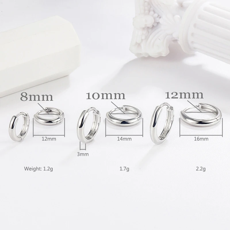 Серьги-кольца унисекс из серебра 925 пробы с крючком