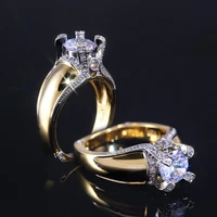 2022 creatice exquisite ring classic solitaire cubic zircon stone gold color women wedding rings band with size 6 10 wholesale