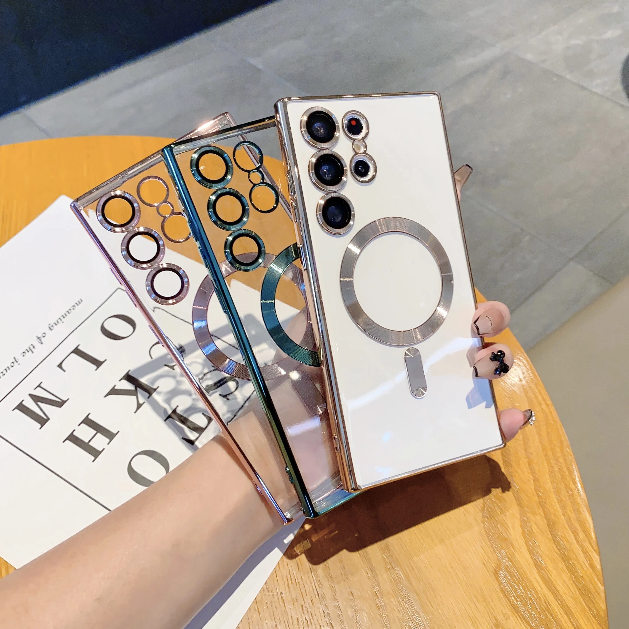 Luxury Plating For MagSafe Magnetic Case For Samsung Galaxy S22 S23 Ultra Plus Phone Cases Wireless Charge Soft Silicone Cover