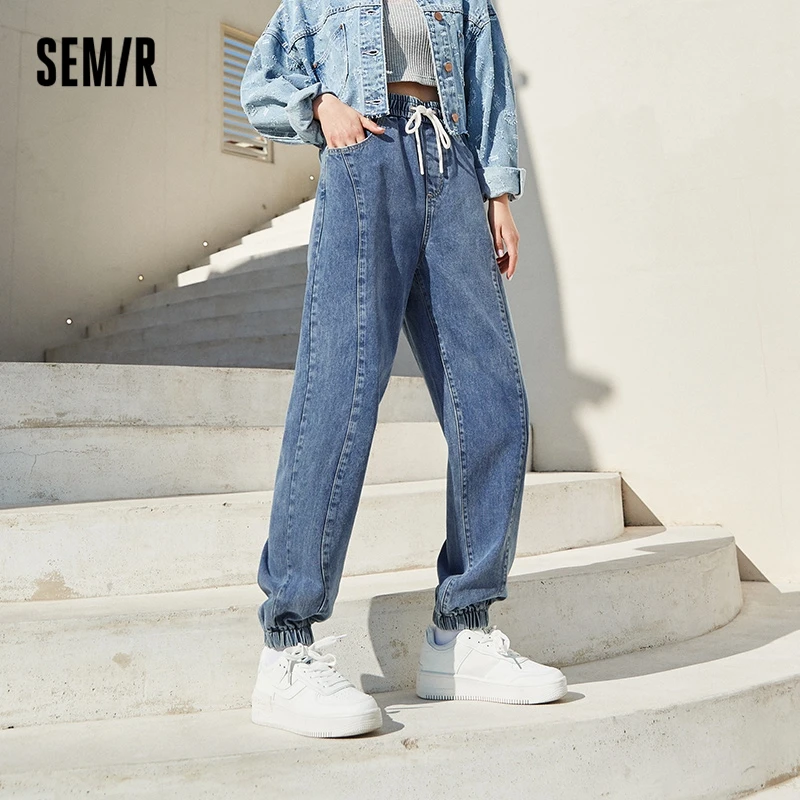 

SEMIR Jeans Women Cotton Loose Jogging Pants Street 2022 Spring New Elastic Waist Corset Trousers