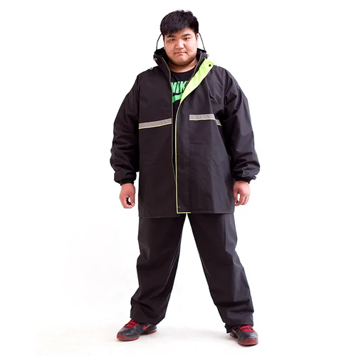 

Мужской черный непромокаемый дождевик plus size