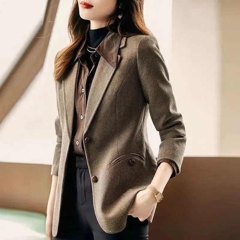 Luxury Designer Clothing Women Tweed Blazer Long Sleeve Autumn/Winter Jacket Office Ladies Slim Fit Korean Fashion Coat New