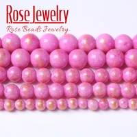 natural rose pink lapis lazuli jades beads stone round for jewelry making spacers beads diy bracelets necklaces 4 6 8 10mm 15