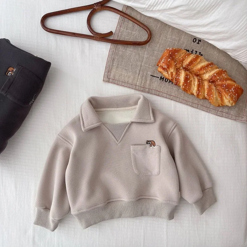 Свитшот с длинным рукавом и отложным воротником для мальчиков 0-5 лет