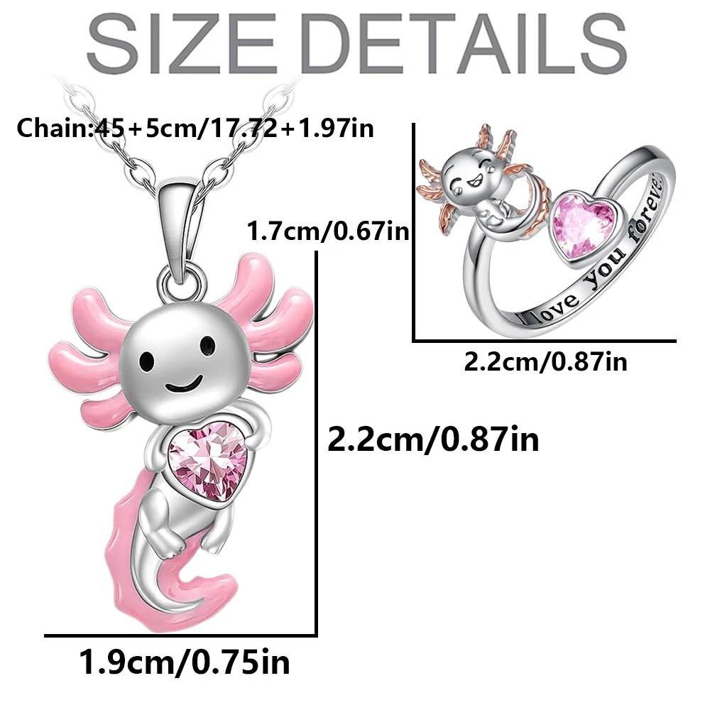 2 шт./компл. милый и игривый розовый кристалл саламандра кулон ожерелье