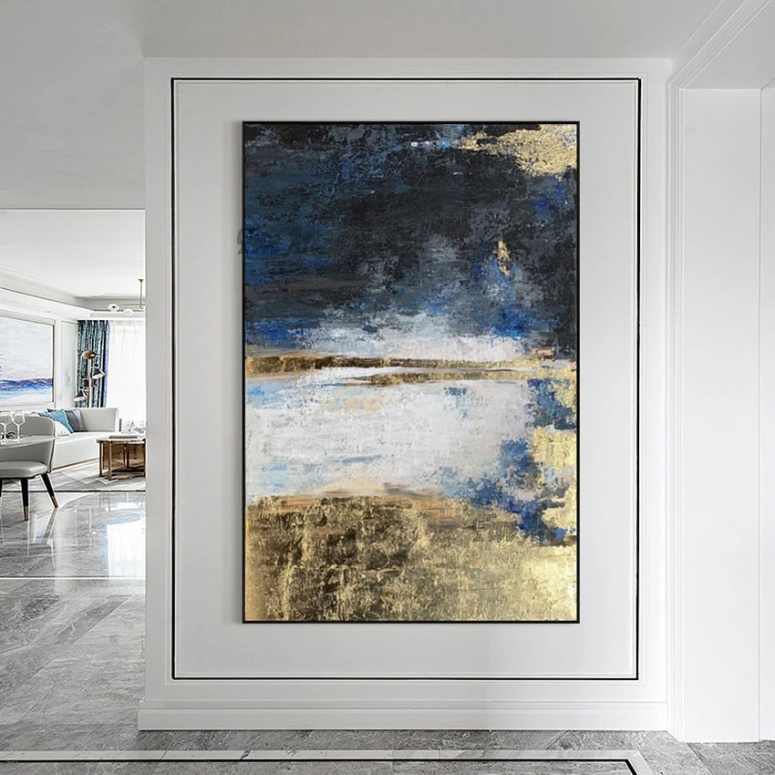 

Unframed Gold Foil Textured Abstract Modern Painting Decoration Canvas Art Picture For Living Room Home Decor Custom Artwork