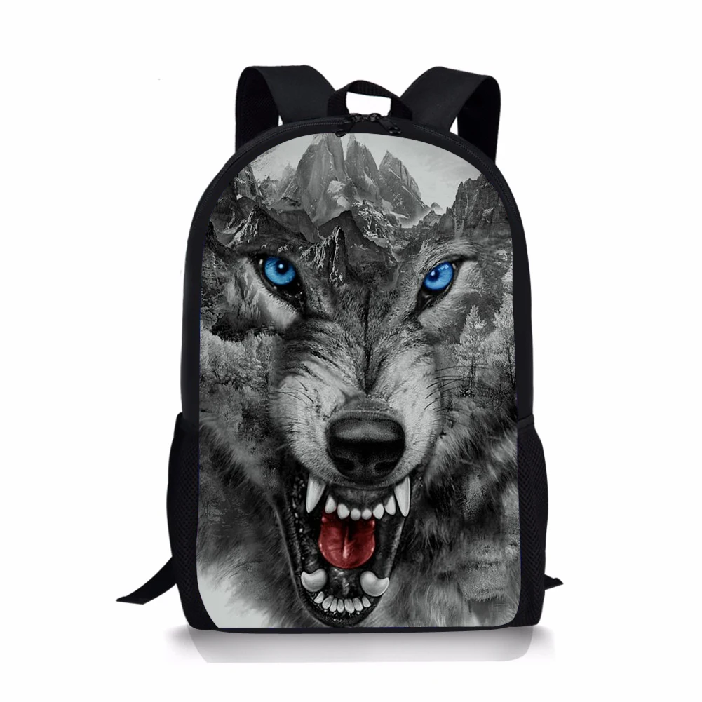 

3D Howling Wolf Print School Bag For Boys Custom Teen Daily Backpack Plecak Chłopięcy Mochilas Free Shipping
