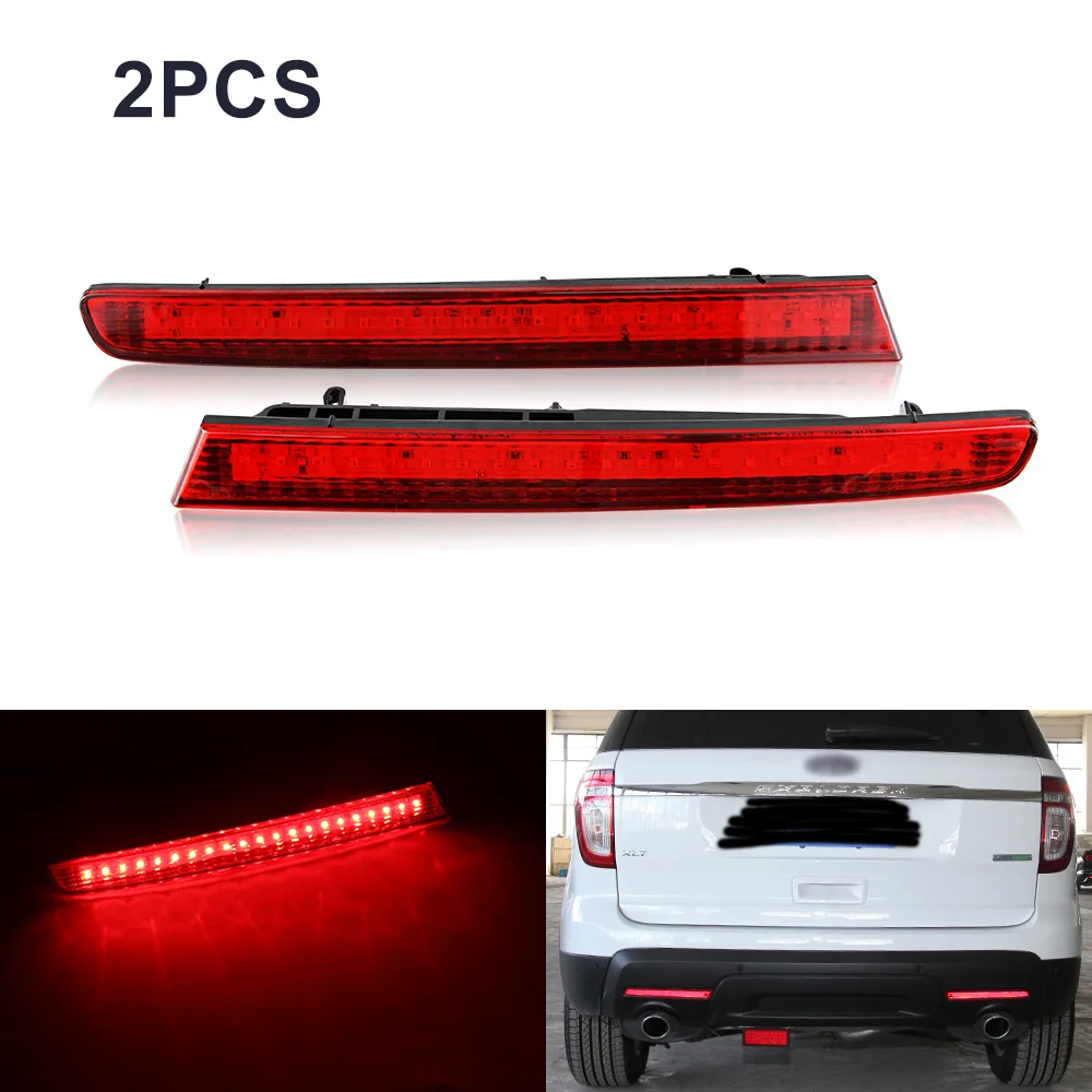 

2x дымчатый/красный светодиодный отражатель заднего бампера для Ford Explorer 2011 2012 2013 2014 2015, задний тормозной противотуманный фонарь, автомобильные аксессуары