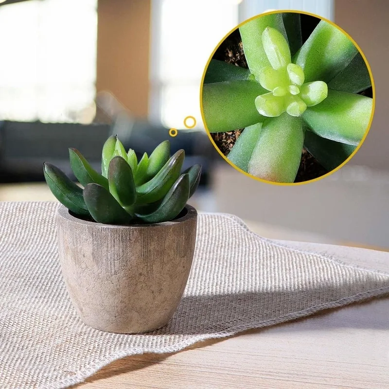 

1Pc Artificial Succulents 55x45mm Assorted Decorative Cement Flower Pot Faux Potted Artificial Bonsai for Fake Plants Home Decor