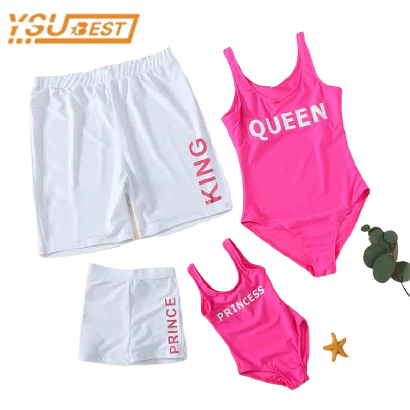 Family Matching Outfits Family Letter Printing Swimwear Baby Mommy and Daddy Son Daughter Clothes Clothing Sandbeach Swimsuit