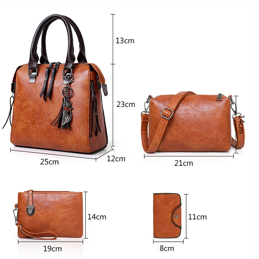 PU Bucket Handbags 4pcs/Set Composite Bags High Quality Ladies Handbags Female PU Leather Shoulder Messenger Bags Tote Bag Bolsa