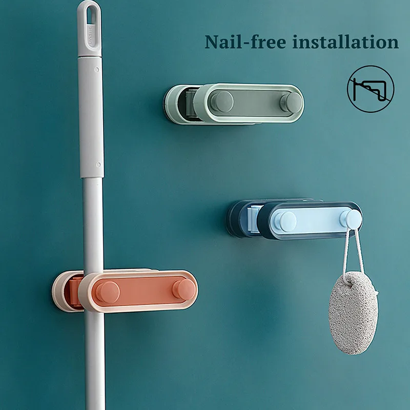 

Sticky multi-purpose hook wall-mounted mop storage tool kitchen rack storage device home decoration kitchen organization