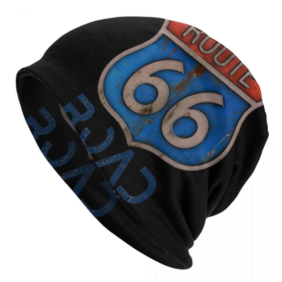 

Route 66 Skullies Beanies Caps Vintage Blue Thin Hat Autumn Spring Bonnet Hats Men Women's Hip Hop Ski Cap
