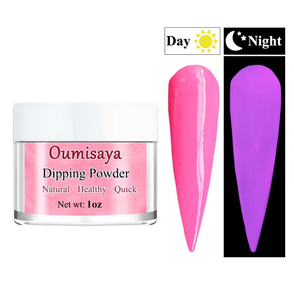 

10pcs/pack Wholesale Salon Quality Glow in the Dark Nail Dip Powder Hot Pink Colors 1OZ GL074 ( Luxury Acrylic Jars )