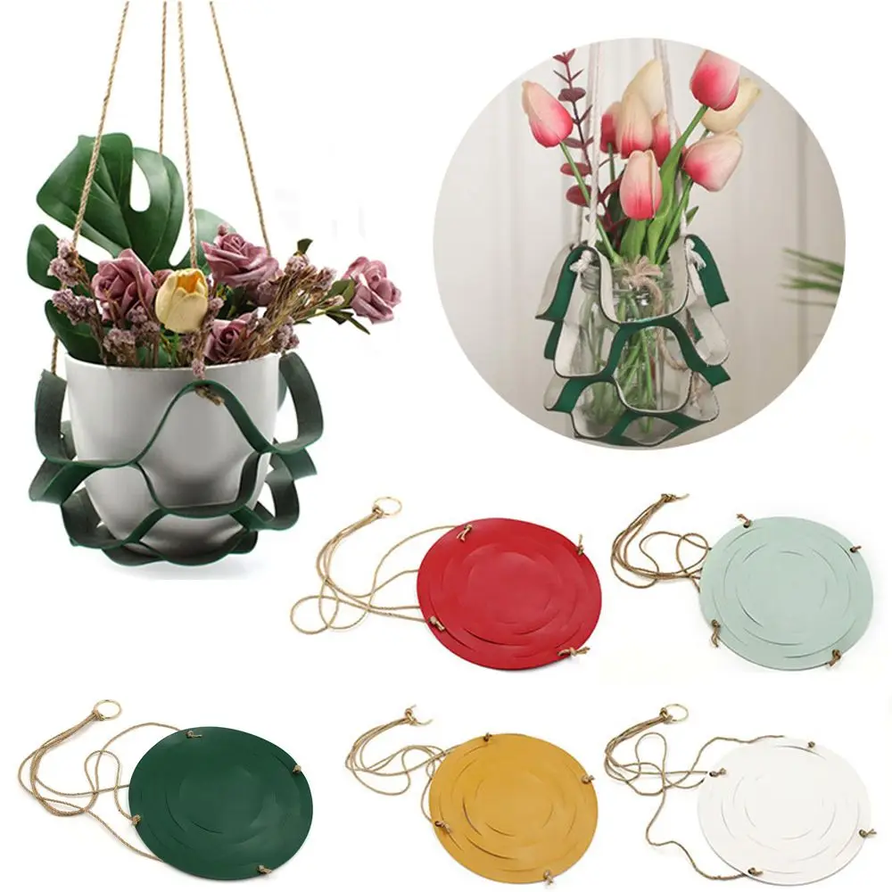 

PU Leather Home Decor Air Suspension Belt Indoor Hanging Planter Flower Pot Holder Hanging Baskets Plant Hanger