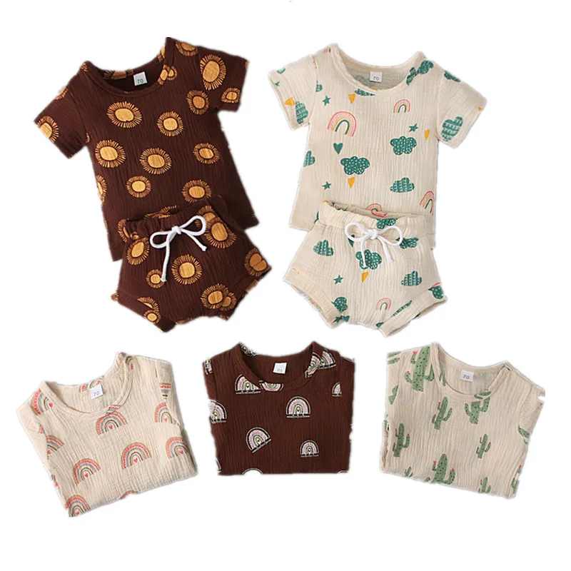 

Newborn Baby Tracksuits Summer For 0 1 2 3 Years Old Boys Casual Cotton T-shirts Shorts 2pcs Clothes Sets Infants Girls Outfits