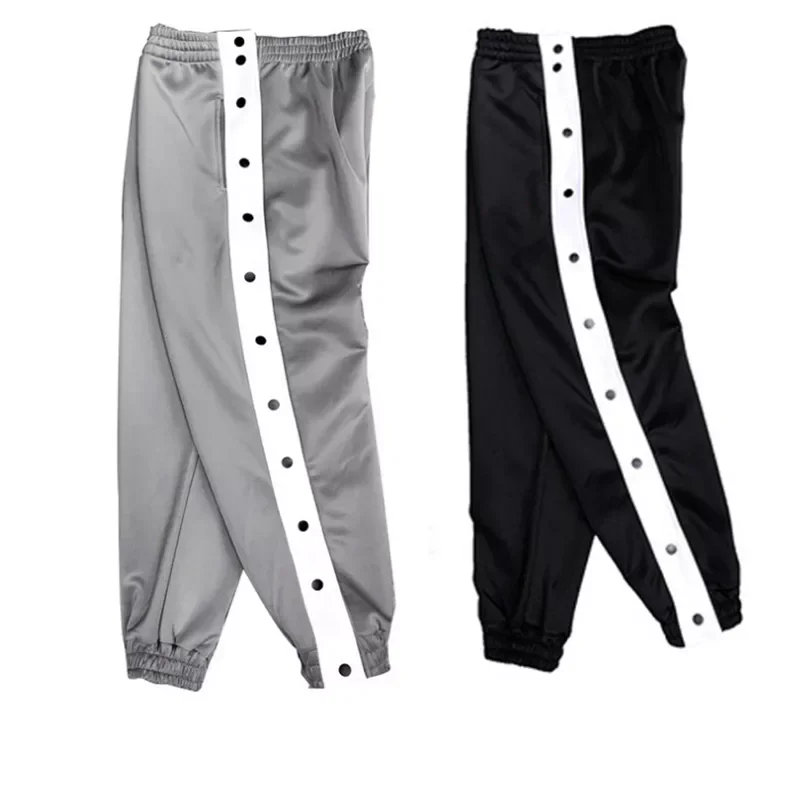 

Joggers Sweatpants for Men Basketball Training Trousers Side Buttons Casual Wide Leg Pants Male Hip Hop SweatPants Streetwear