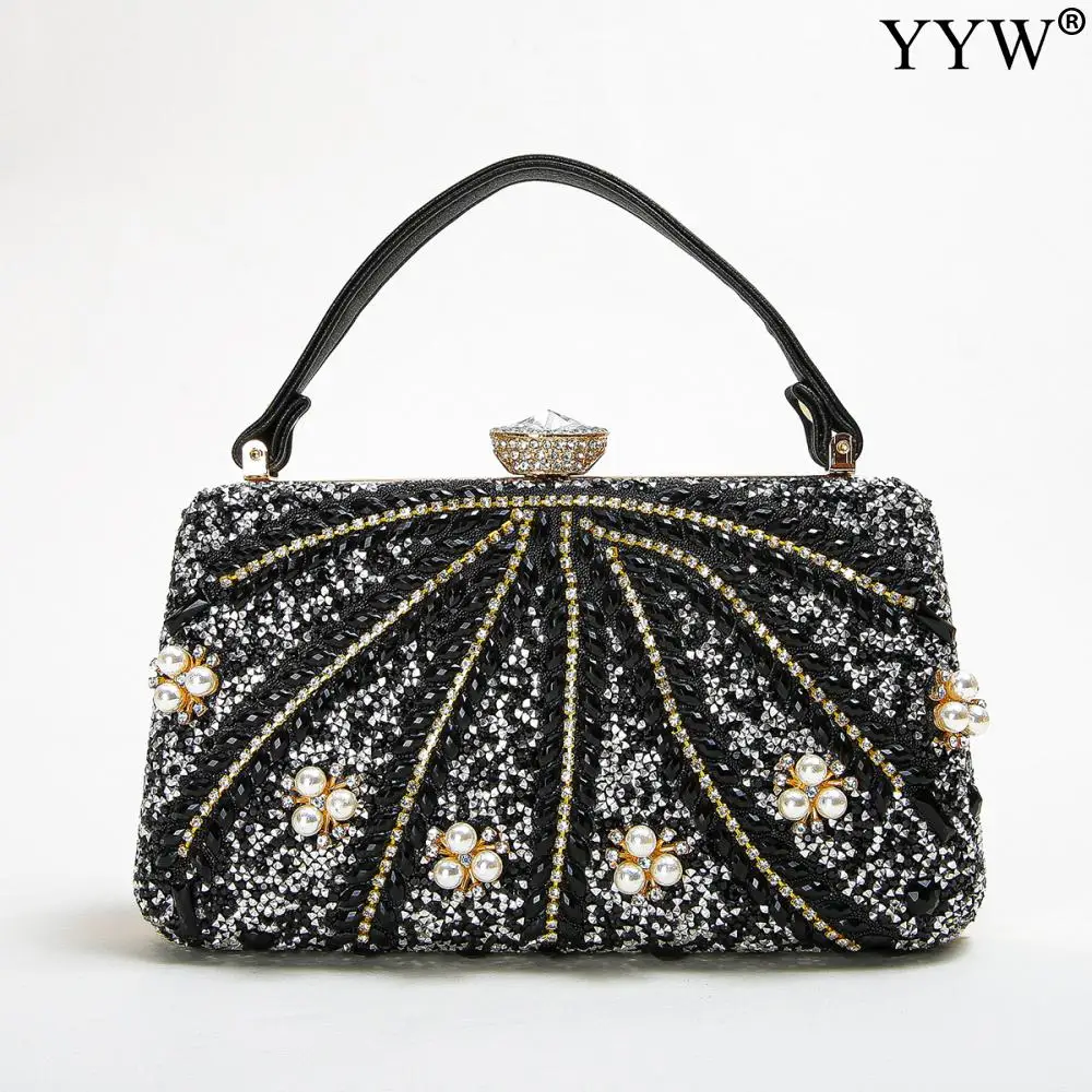Vintage Women Clutches Bag Evening Bags Women Beading Rhinesrone Bags Handbag Crossbody Bags Wedding Party Purse Bolsas Mujer