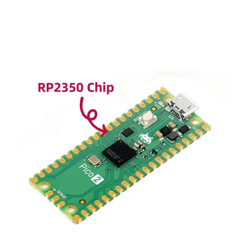 Фото AA08-для платы разработки Raspberry Pi Pico 2-CC с микроконтроллером RP2350 Cortex-M33, RISC-V, с паяными контактными разъемами. №3