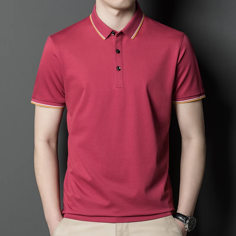 

2023 Summer Men's Smart Casual Polo Shirt With Collar Solid Color Options in Pink Blue White Navy Wine Red for Everyday Wear