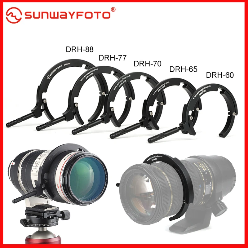 

SUNWAYFOTO DRH-60/65/70/77/88 Lens Support Tripod Quick Release Plate Telephoto Lens Support Focusing Handle DSLR Lens Support